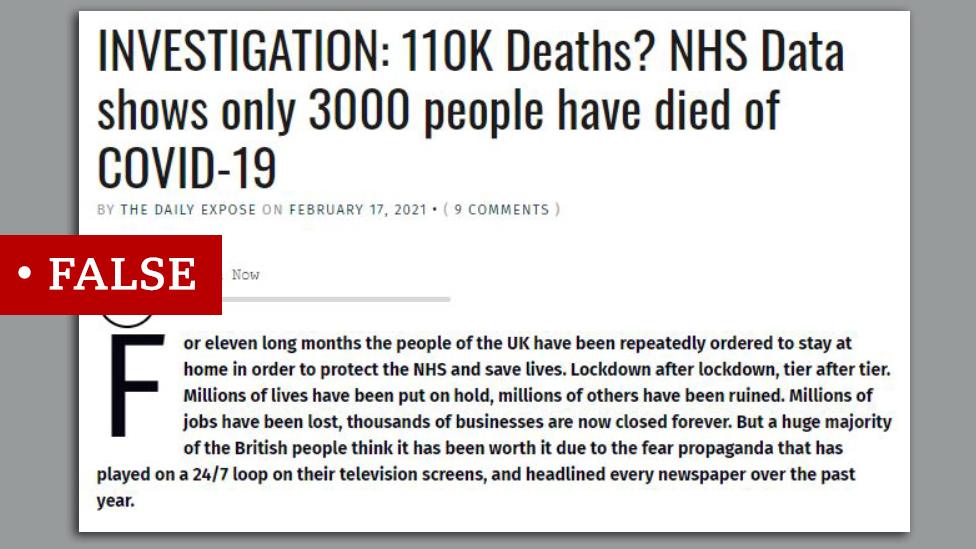 Article makes false claim about covid death toll. Claim the true figure is 3,000. We added "false" label.