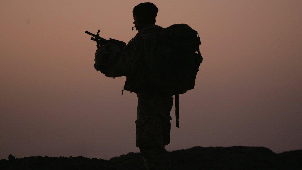 A soldier in silhouette