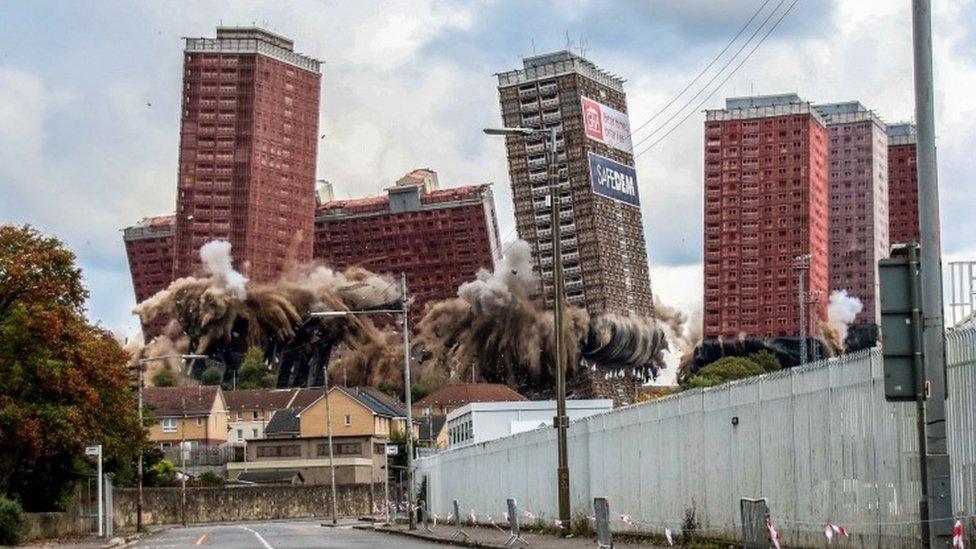 Lesley Smith's photo of Red Road Flats, in Glasgow, Scotland being demolished has won the Urban View award