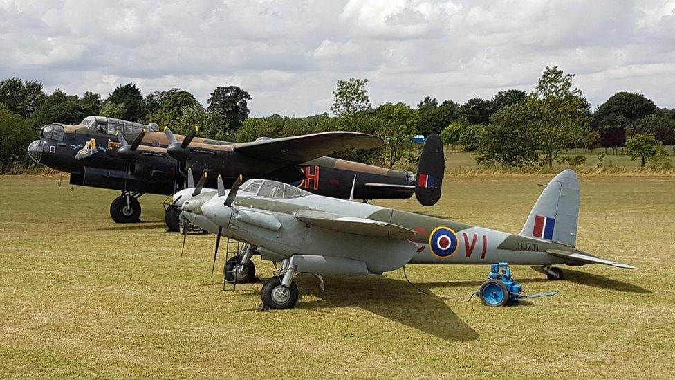 Avro Lancaster bomber and DeHavilland Mosquito