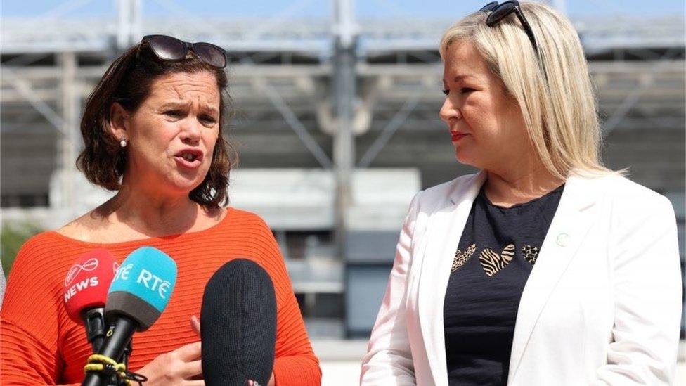 Sinn Fein's President Mary Lou McDonald and vice president Michelle O"Neill say the protocol is going nowhere