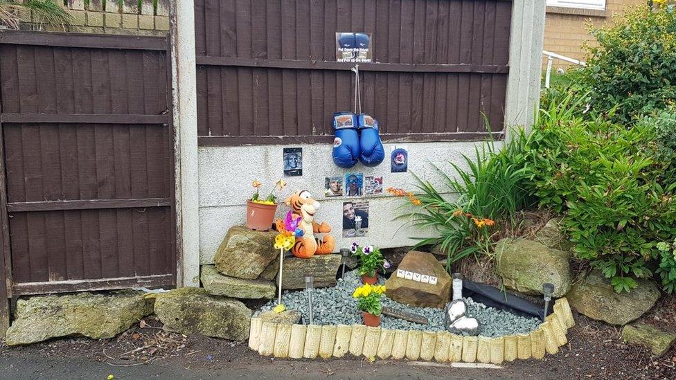 A memorial set up in memory of Mr Brissett