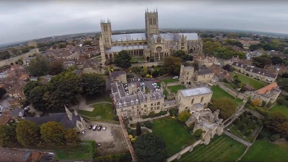 Lincoln Cathedral in drone footage