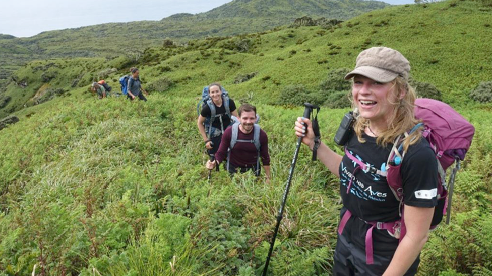 Members of the RSPB team on the island