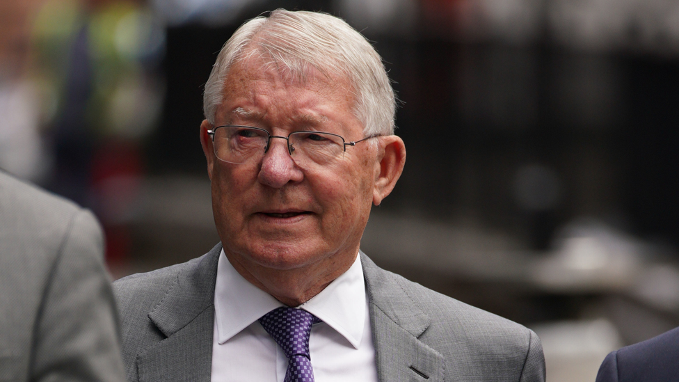 Sir Alex Ferguson arriving at Manchester Crown Court