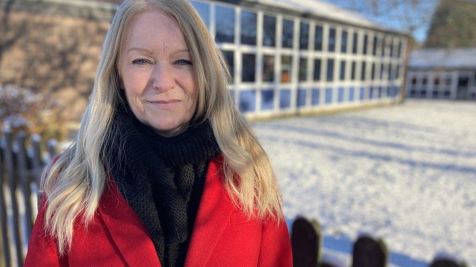 Local head teacher Amanda Cook outside one of the schools where she is in charge