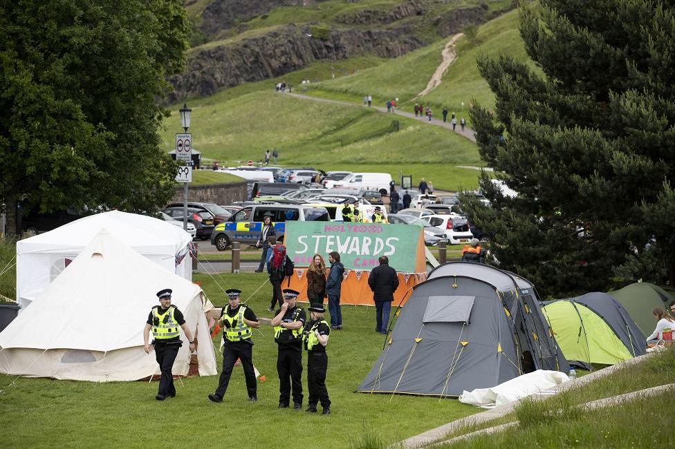 Protestors at Holyrood climate camp