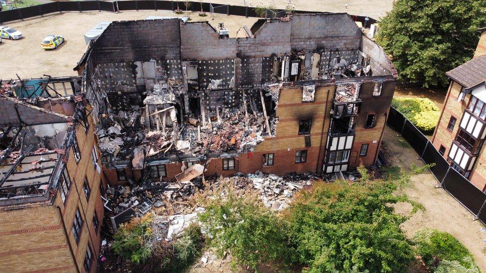 Redwood Grove destroyed building