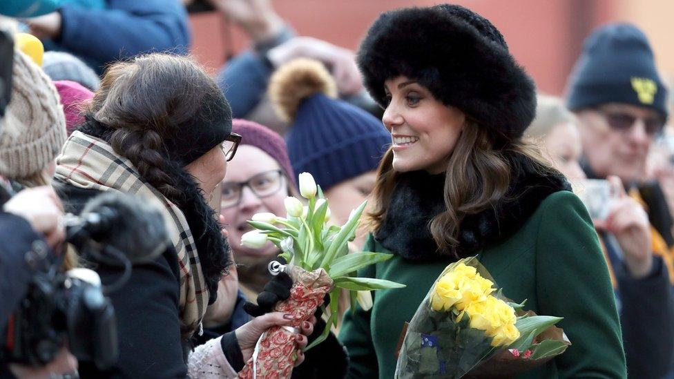 The Duchess of Cambridge meets the crowds in Stortorget square