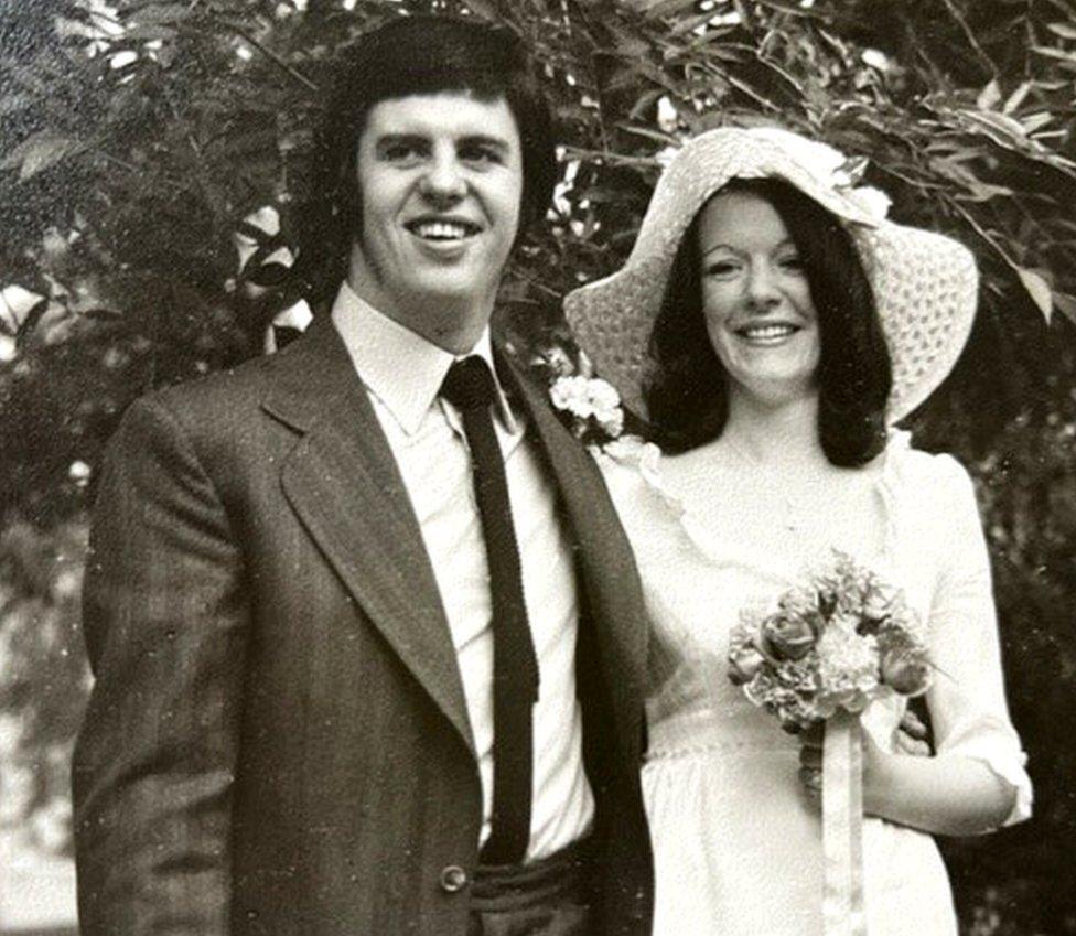 Jim and Margaret Mitchell on their wedding day exactly 50 years ago