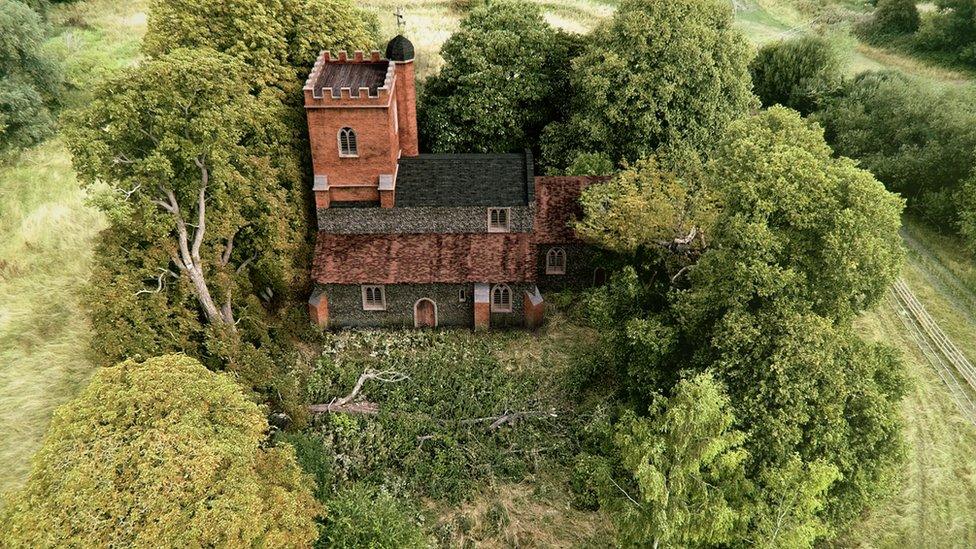 CGI of rebuilt St. Mary's church Stoke Mandeville