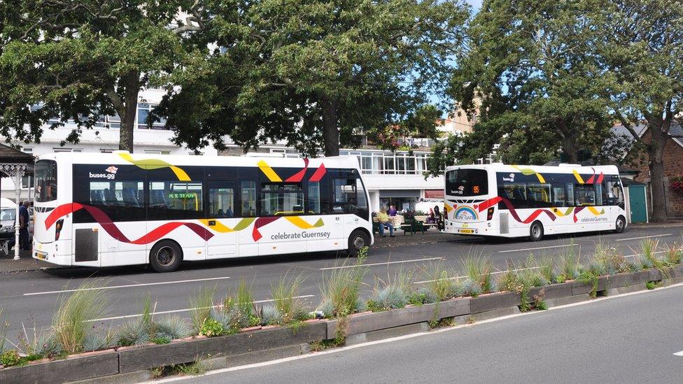 Buses at the bus terminal, St Peter Port, Guernsey