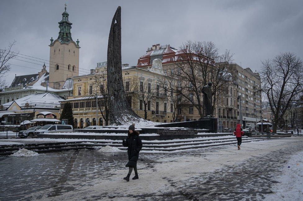 Citizens carry on with their daily lives in Lviv, which is one of the safest cities since the beginning of the war between Russia and Ukraine despite the occasional sirens and possible attacks in Ukraine on February 17, 2023.