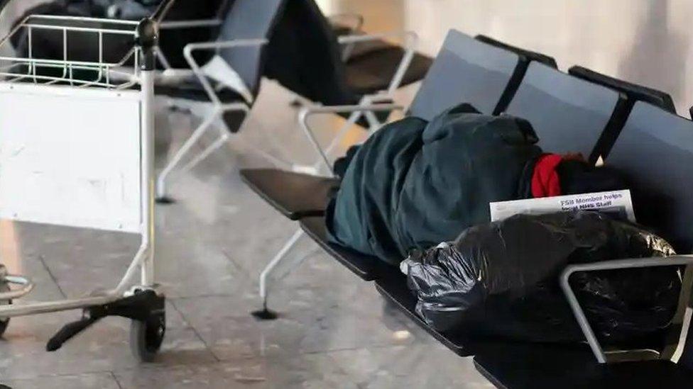 Rough sleeper at Heathrow