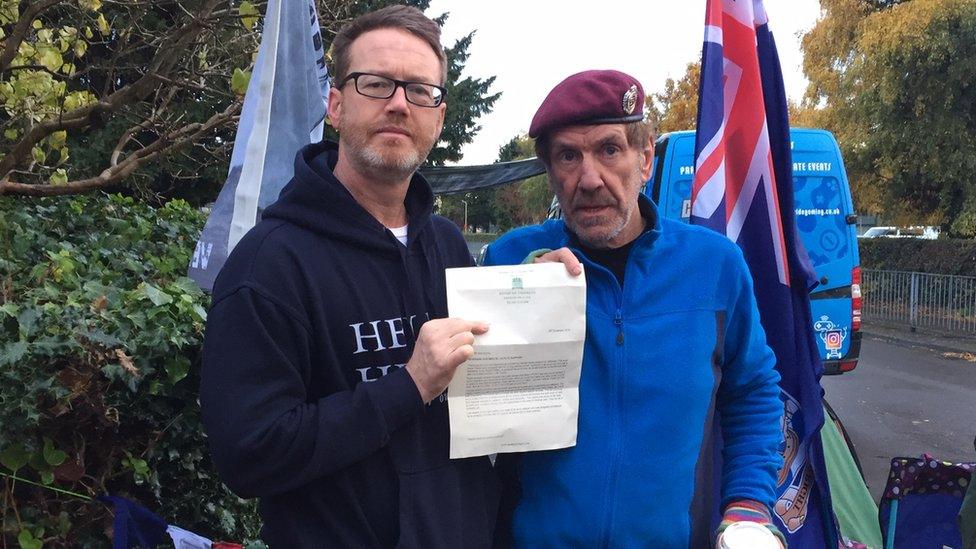 Paddy McCartney and Gus Hales with a letter from Mark Pritchard MP