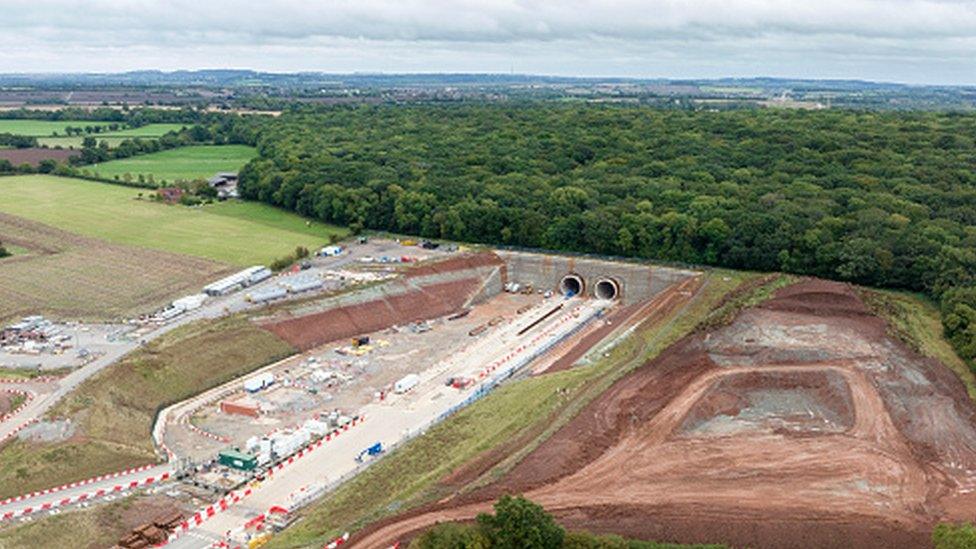 The north tunnel portal at Long Itchington Wood on September 19,2023 near Ufton, England.