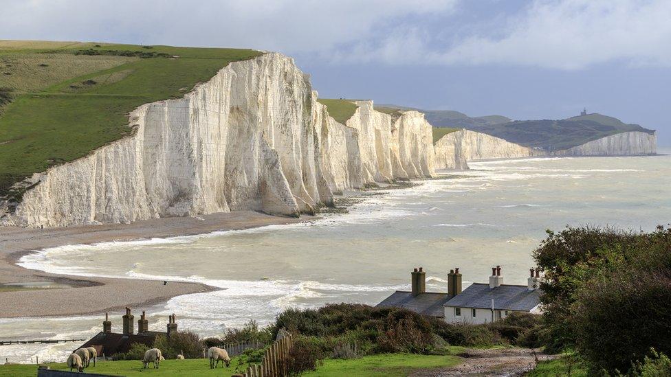 Seven Sisters Cliffs in the south downs sussex UK