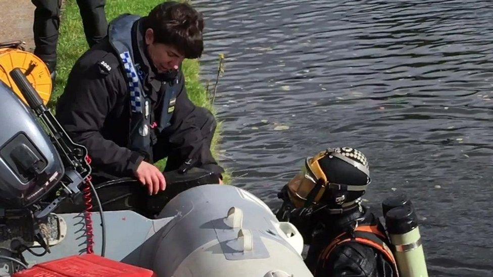 Police search canal