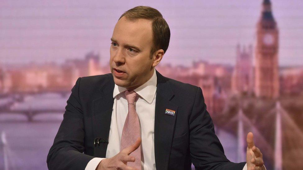 Matt Hancock seen during an appearance on The Andrew Marr Show