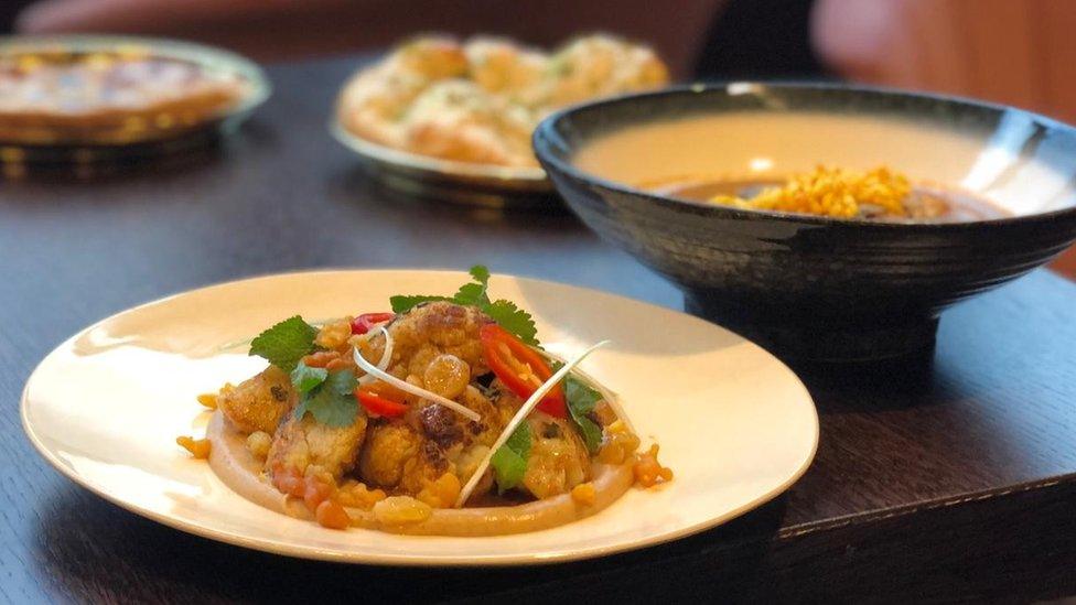 Dishes served on the restaurant table