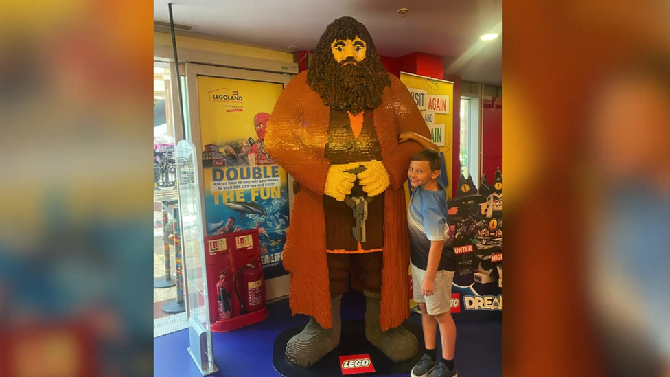 Jack with a Lego Hagrid