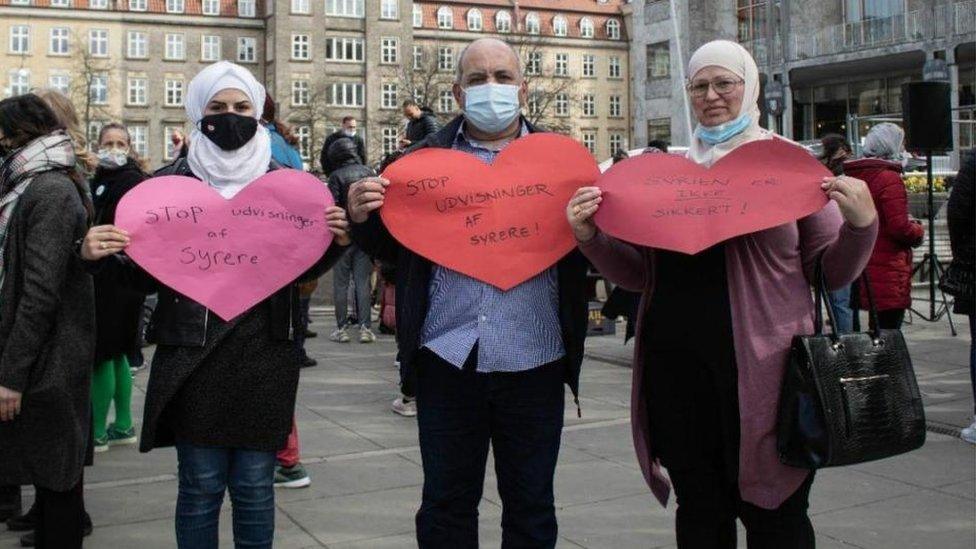 Maya Almalis (Sara's sister), Awatif Zakaria (mother) and Ahmad Almalis (father) at a recent protest