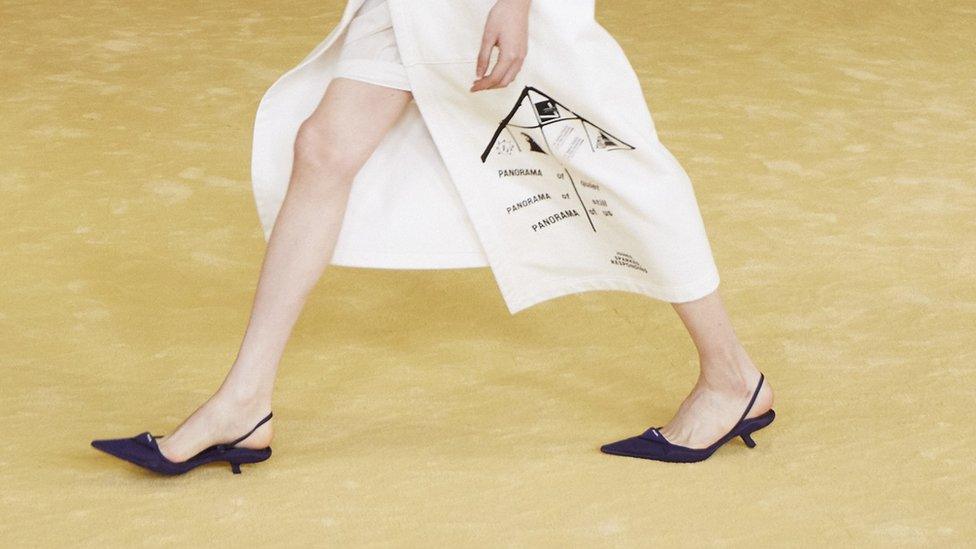 Flat shoes at Prada catwalk in Milan Fashion Week 2021