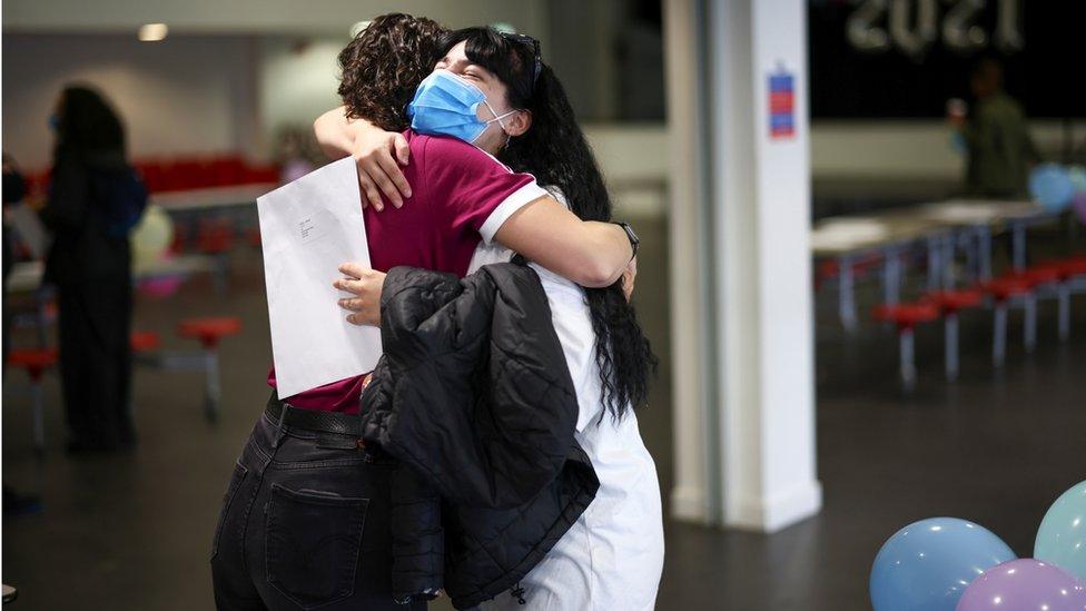 Students at Ark Academy get their A-level results, 2021