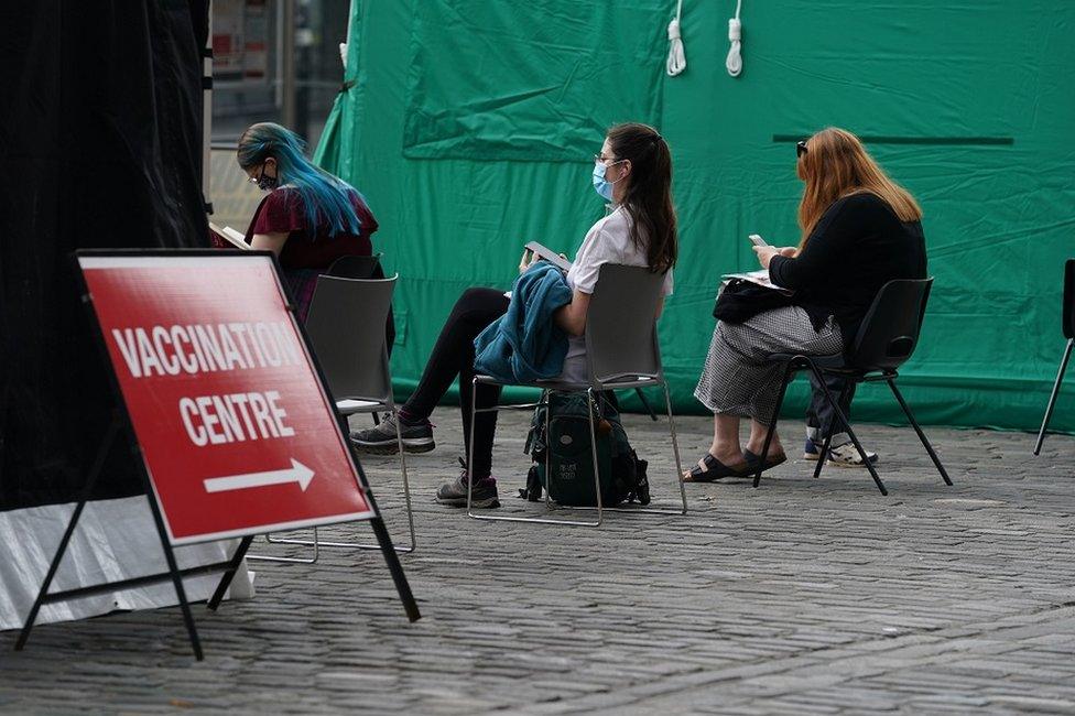 Vaccination centre in Edinburgh in early July