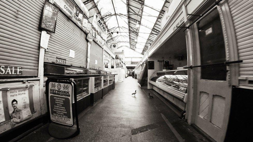 inside empty Cardiff market