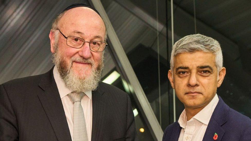 Chief Rabbi Sir Ephraim Mirvis with Sadiq Khan in October