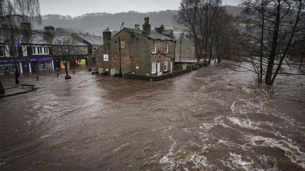 Flooding in Hebden Bridge on Boxing Day 2015