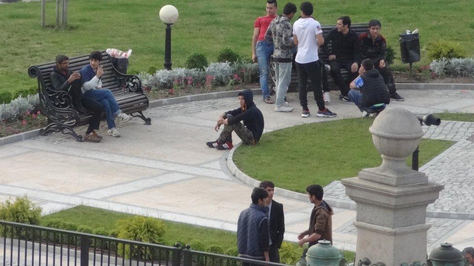 A group of migrants in Sofia