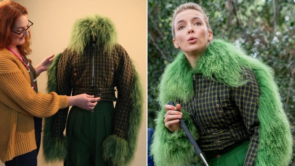 Costume from Killing Eve and Jodie Comer as Villanelle