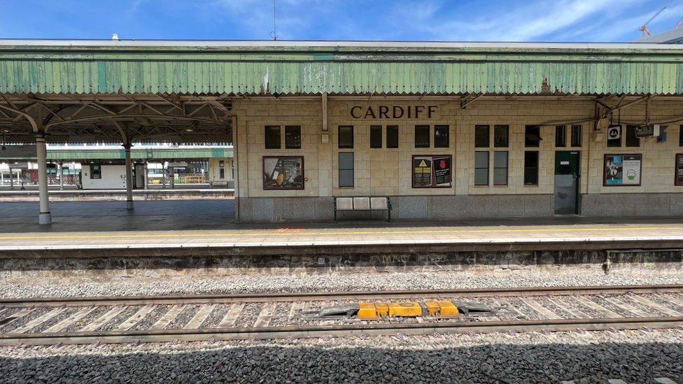 An empty Cardiff Central railway station