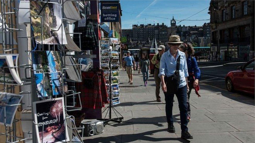 Tourists in Edinburgh