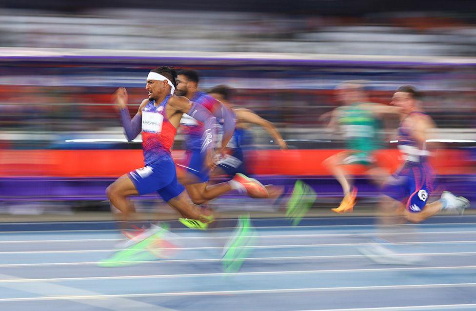Jaydin Blackwell competes during the Men's 100m T38 Final on day two of the World Para Athletics Championships in New Delhi. Photo by Dean Mouhtaropoulos