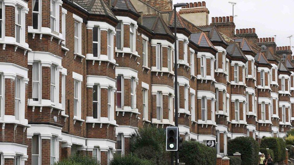 Row of terraced houses in south London