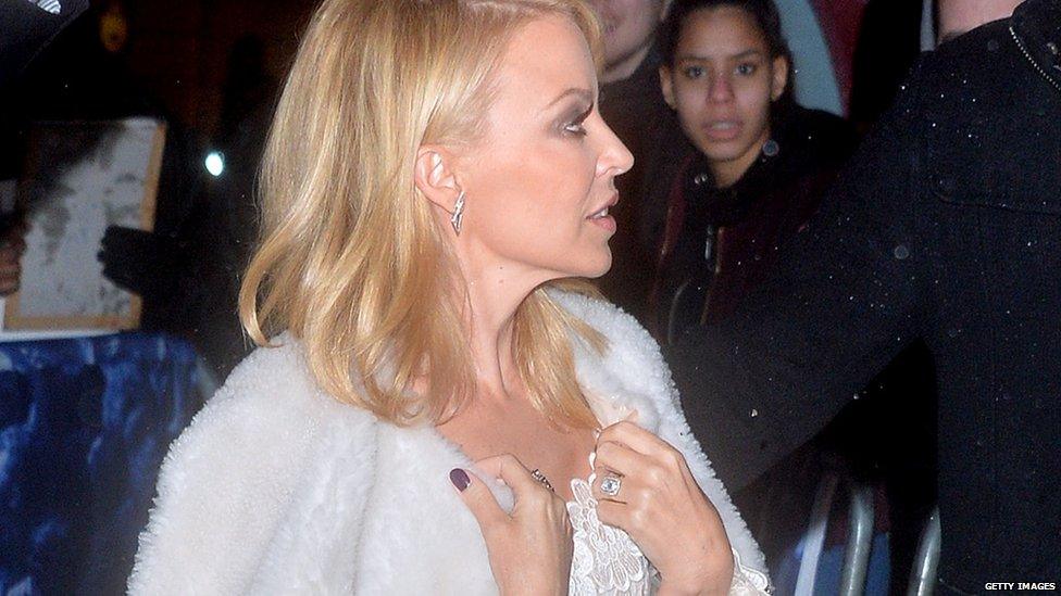 Kylie Minogue with big diamond ring