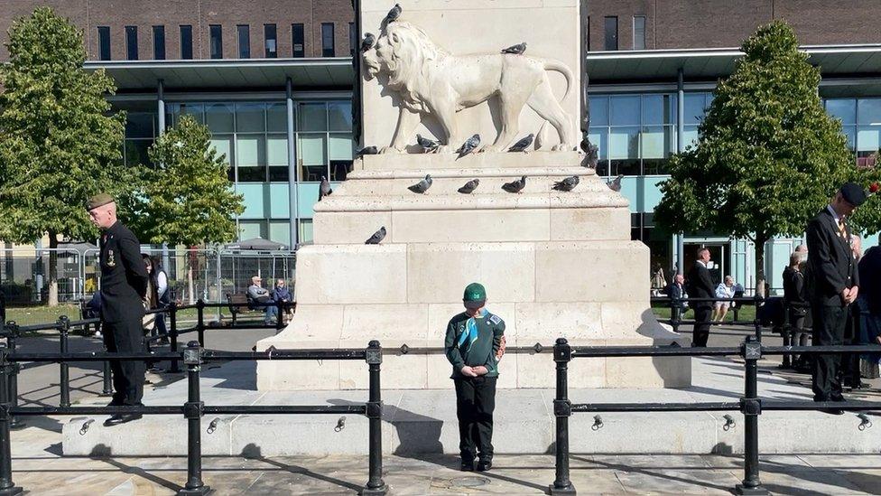 Guard around the war memorial in Newcastle