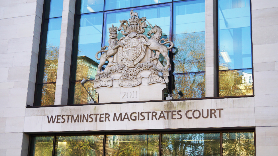 Outside close up shot of Westminster Magistrates Court.