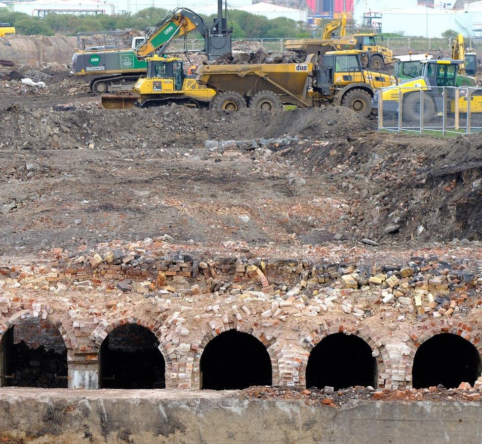 Structures believed to be associated with Middlesbrough's former ironworks uncovered at the TeesAMP site in Middlesbrough