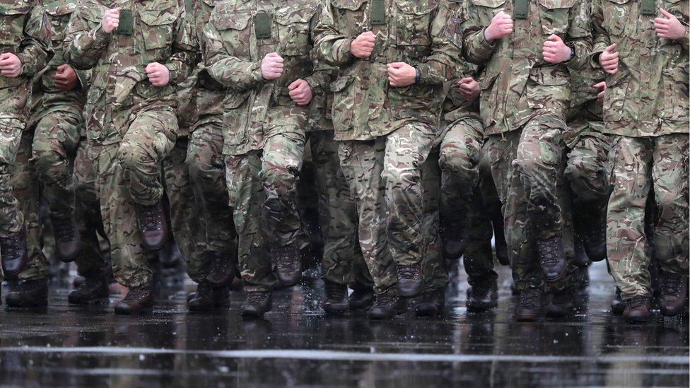 Soldiers marching