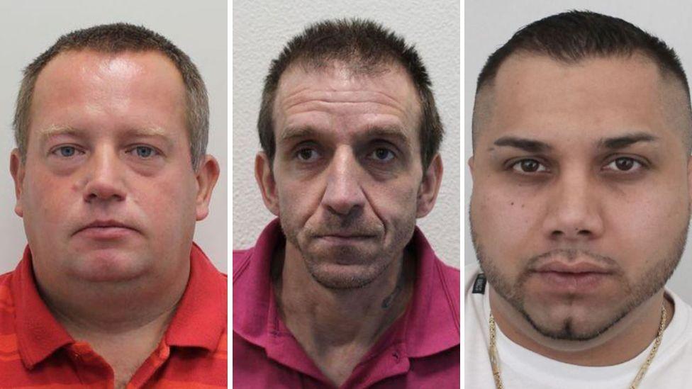 Police mugshots of Jiri Cernohous, Martin Slovjak and Zdenek Drevenek 