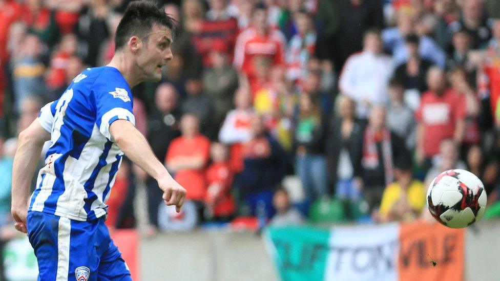 Coleraine striker Eoin Bradley ran through to make it 3-1 right at the end