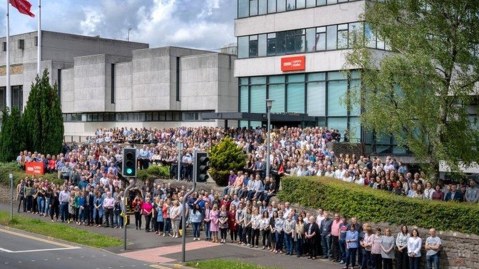 Staff in Llandaff gathered in June 2019 for a group photo, ahead of the move to the new building