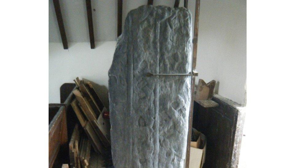 Viking-era standing stone in Malew Church