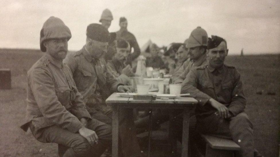 British soldiers at lunchtime