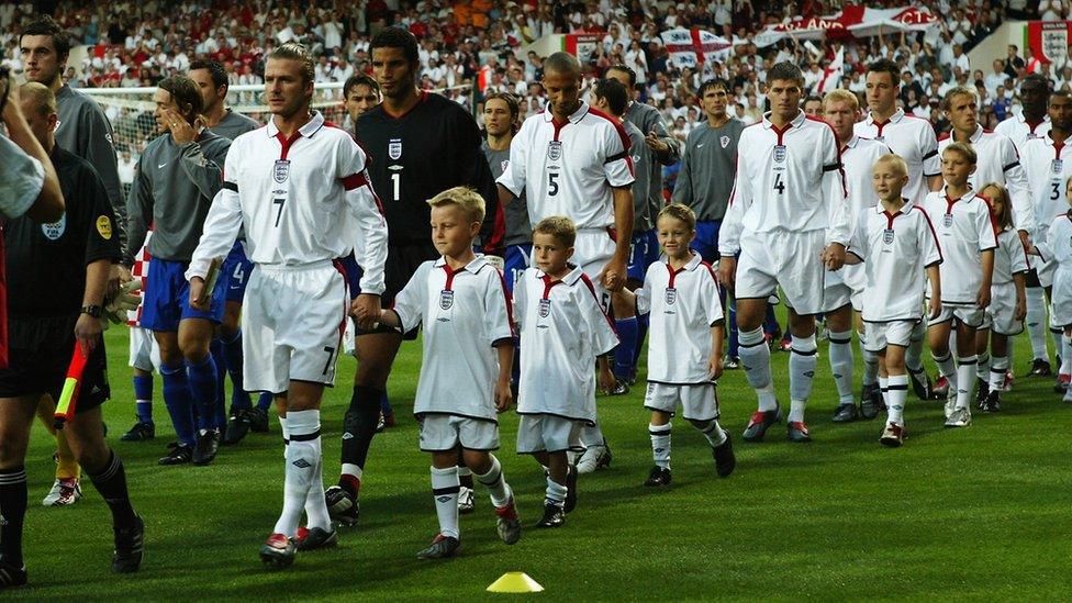 David Beckham leads England out v Croatia, 2003