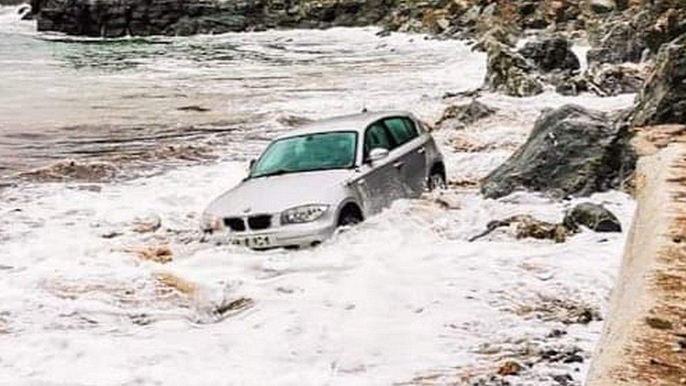 Car in sea